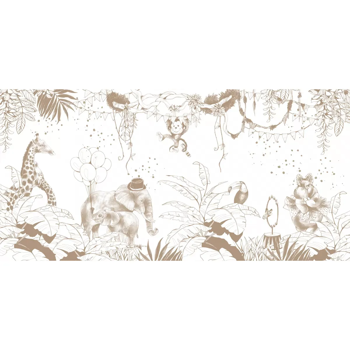Illustration numéro 3 du produit Papier peint panoramique enfant cirque de la jungle brun clair 340x250