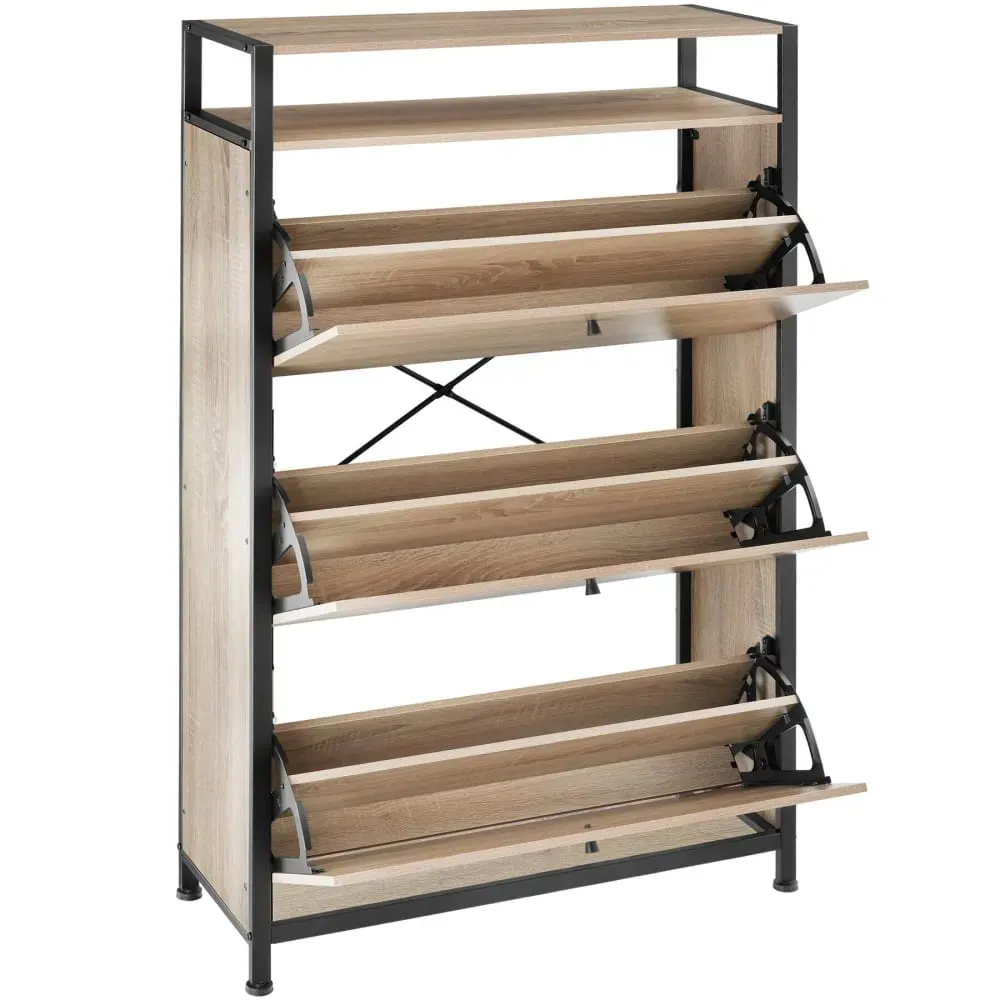 Illustration numéro 3 du produit Meuble à chaussures Style industriel Bois et Acier Bois clair