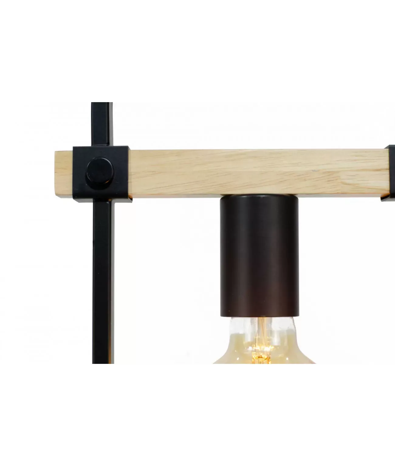 Illustration numéro 3 du produit Suspension en métal noir et bois naturel