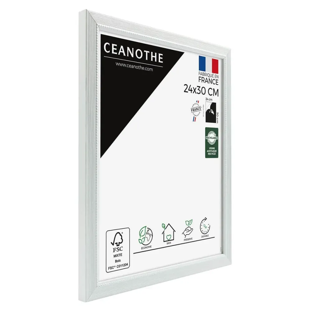 Illustration numéro 3 du produit Cadre photo gris clair 24x30 cm bois massif fsc