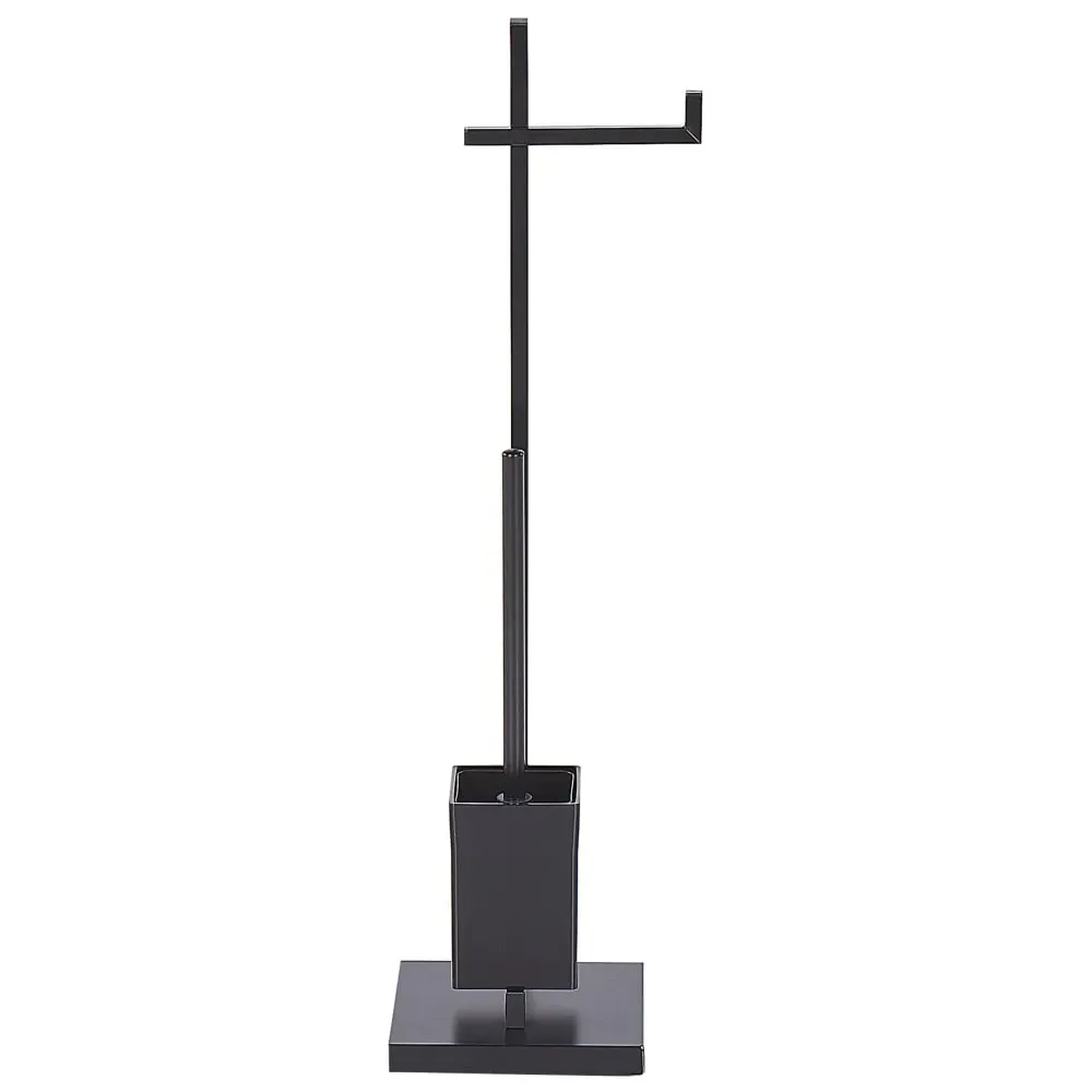 Illustration numéro 3 du produit Porte papier toilette sur pied et brosse en métal noir