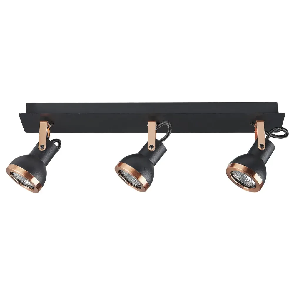 Illustration numéro 3 du produit Spot à 3 lumières réglable métal noir