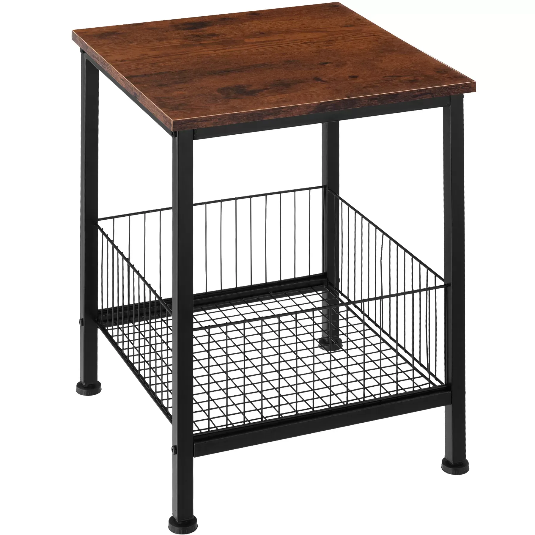 Illustration numéro 3 du produit Table d'appoint Style industriel 40 x 40 x 55,5 cm bois foncé