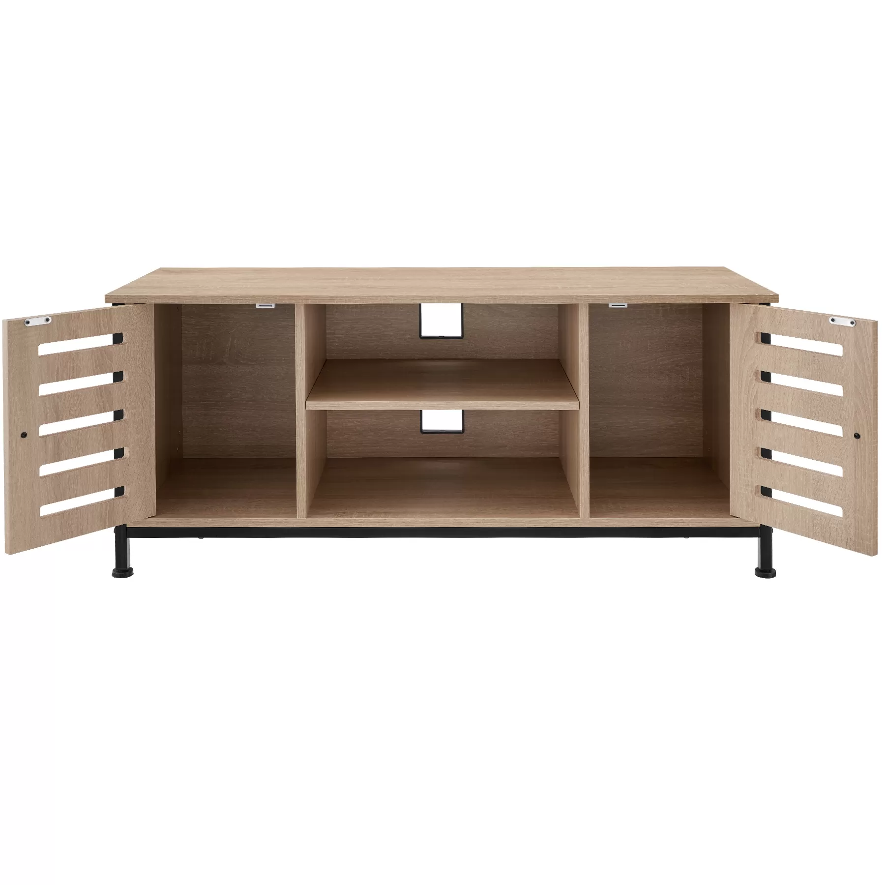 Illustration numéro 3 du produit Meuble pour téléviseur style industriel pieds réglables bois clair