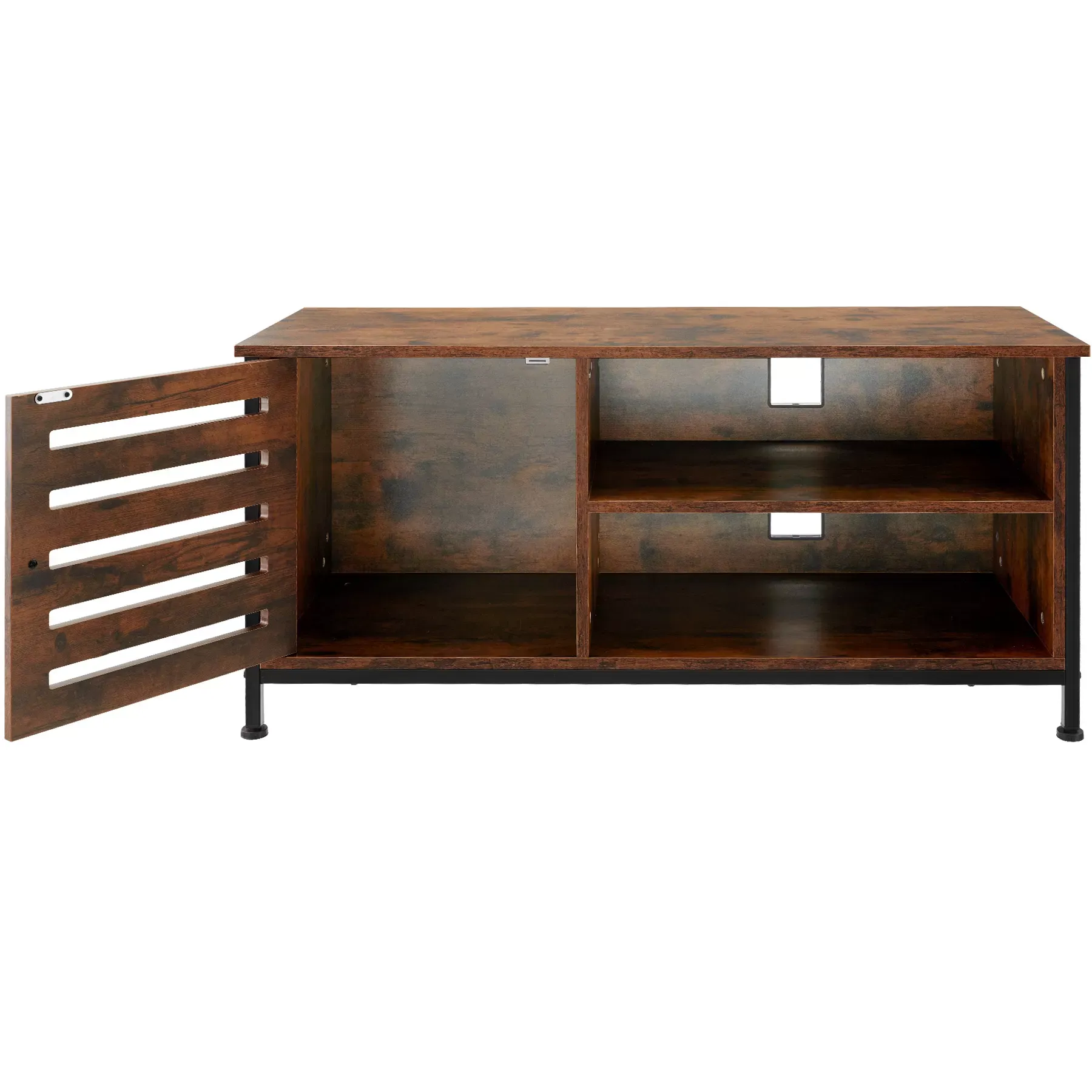 Illustration numéro 3 du produit Meuble pour téléviseur TV Style industriel pieds réglables Bois foncé