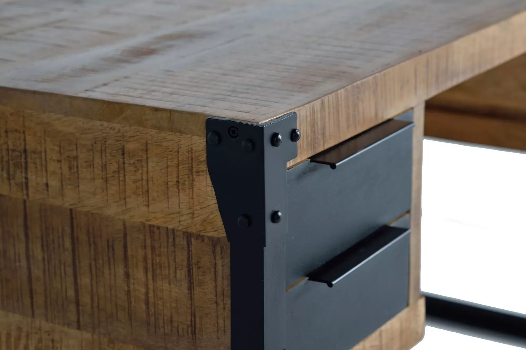 Illustration numéro 3 du produit Bureau en bois de manguier et métal