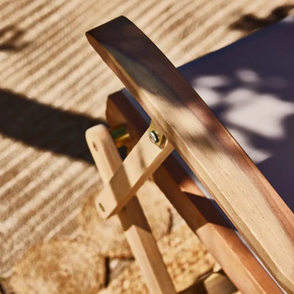 Illustration numéro 3 du produit Pack de 2 Chaises  pliants en bois clair et textilene beige