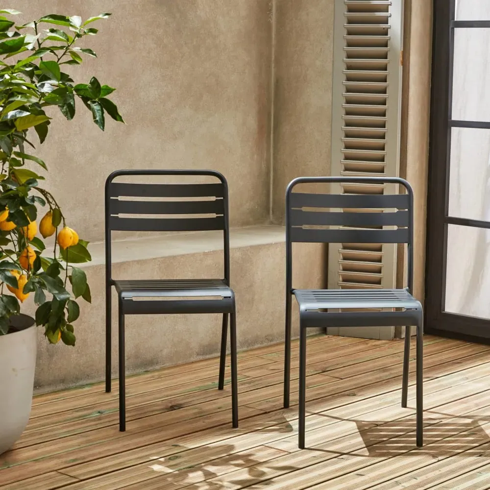 Illustration numéro 3 du produit Lot de 2 chaises de jardin, anthracite