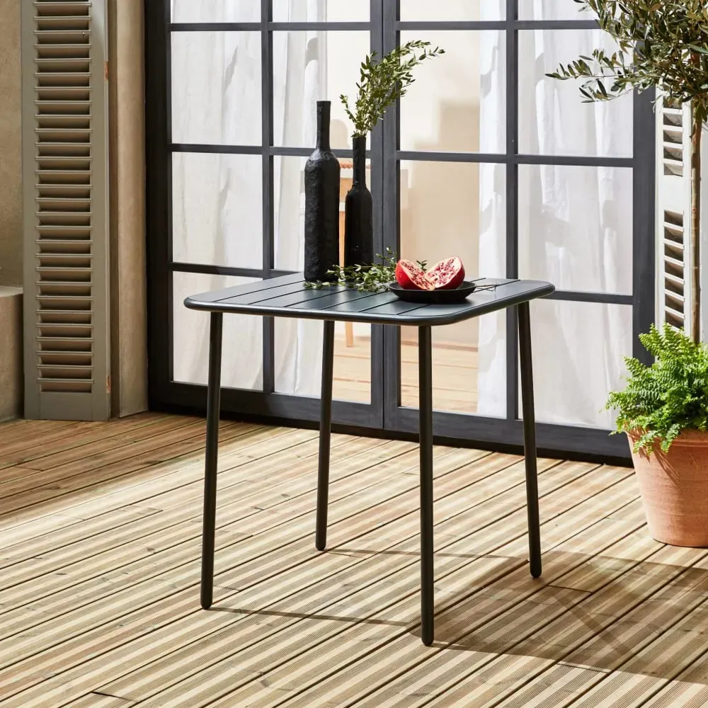 Illustration numéro 3 du produit Table de jardin carrée en métal  anthracite 2 places