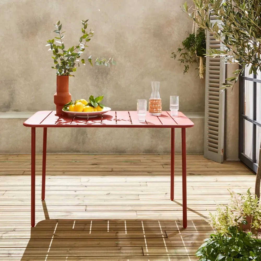 Illustration numéro 3 du produit Table de jardin en métal terracotta 4 places