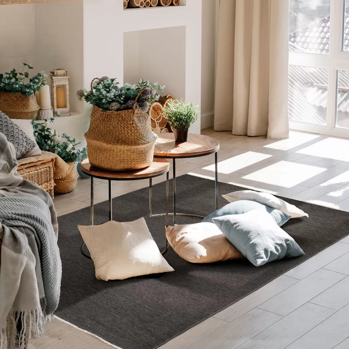 Illustration numéro 3 du produit Tapis réversible charbon/gris foncé 120x170