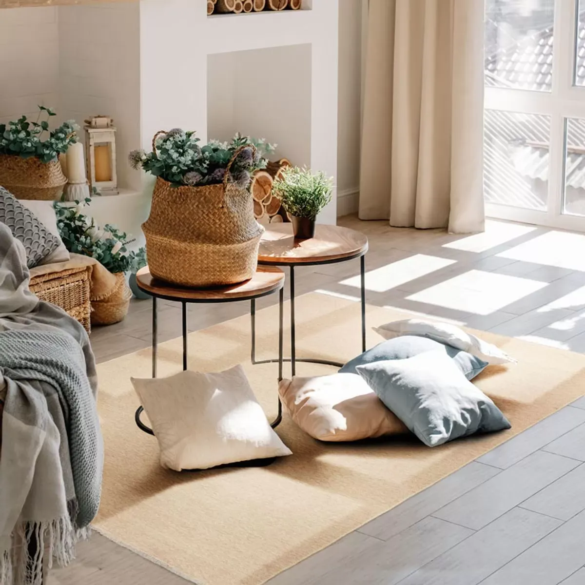 Illustration numéro 3 du produit Tapis réversible beige/gris foncé 120x170