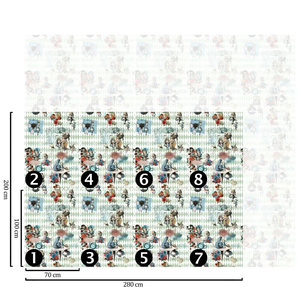 Illustration numéro 3 du produit Papier Peint Alice,papier écologique fin,200x280cm,8 feuilles