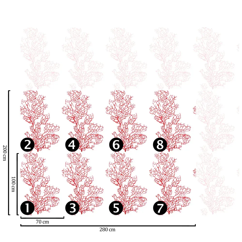 Illustration numéro 3 du produit Papier Peint Coral,papier écologique fin,200x280cm,8 feuilles