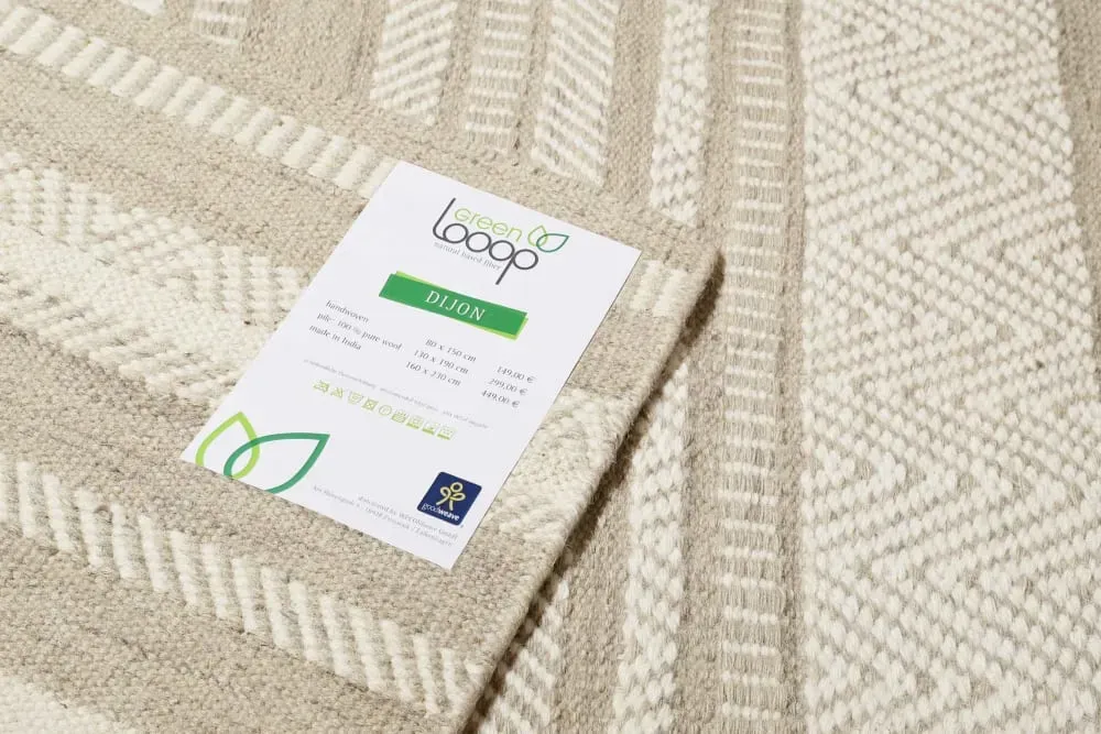 Illustration numéro 3 du produit Tapis salon noué main 100% laine naturelle sable/crème 130x190