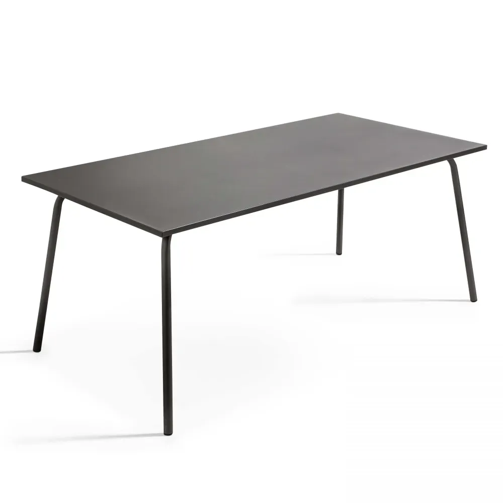 Illustration numéro 3 du produit Ensemble table de jardin et 8 chaises en métal gris et ivoire