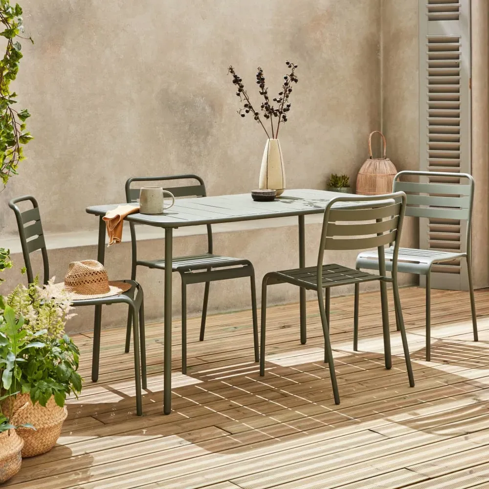 Illustration numéro 3 du produit Ensemble de jardin en acier savane table et 4 chaises