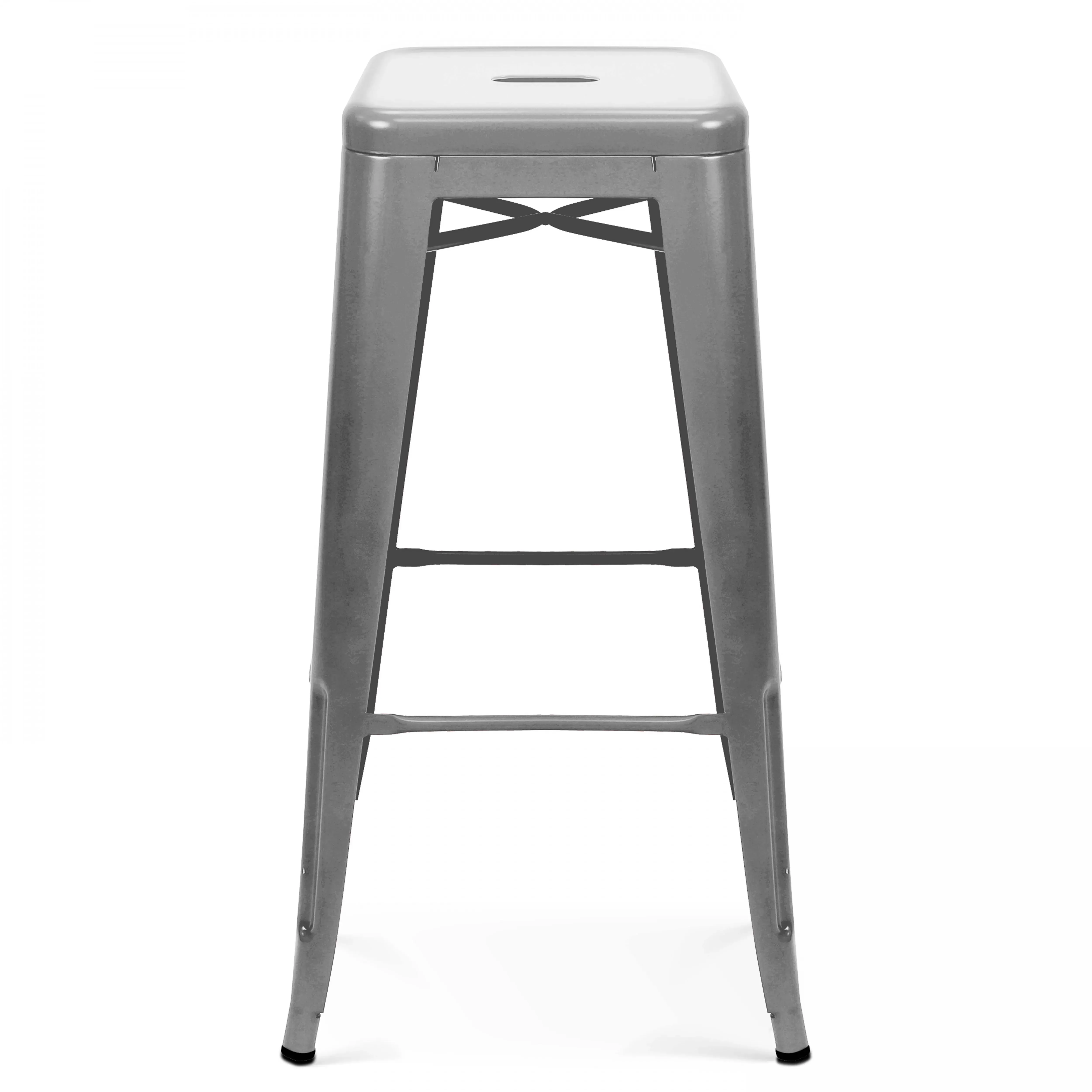 Illustration numéro 3 du produit Lot de 4 tabourets de bar en acier gris mat