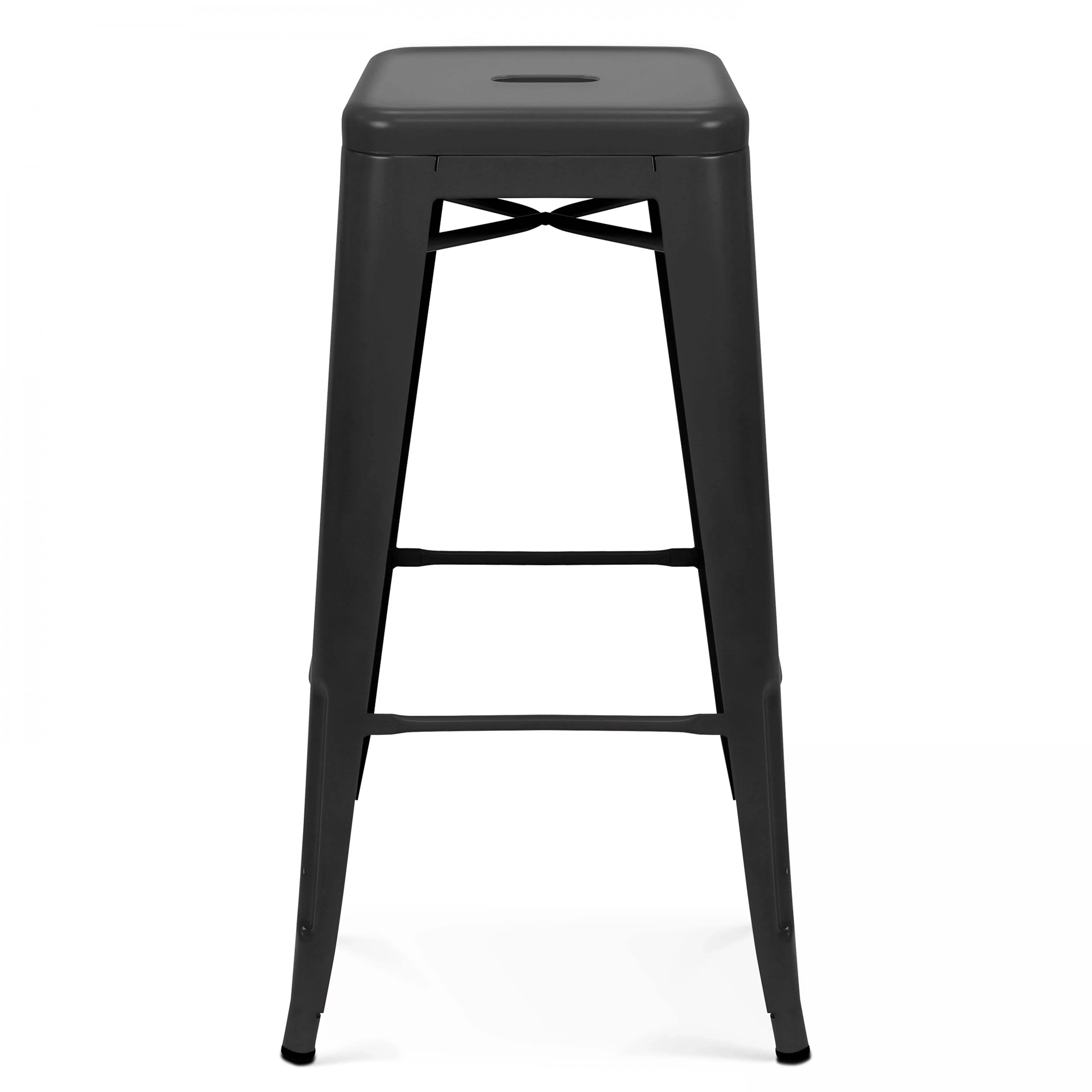 Illustration numéro 3 du produit Lot de 4 tabourets de bar en acier noir mat