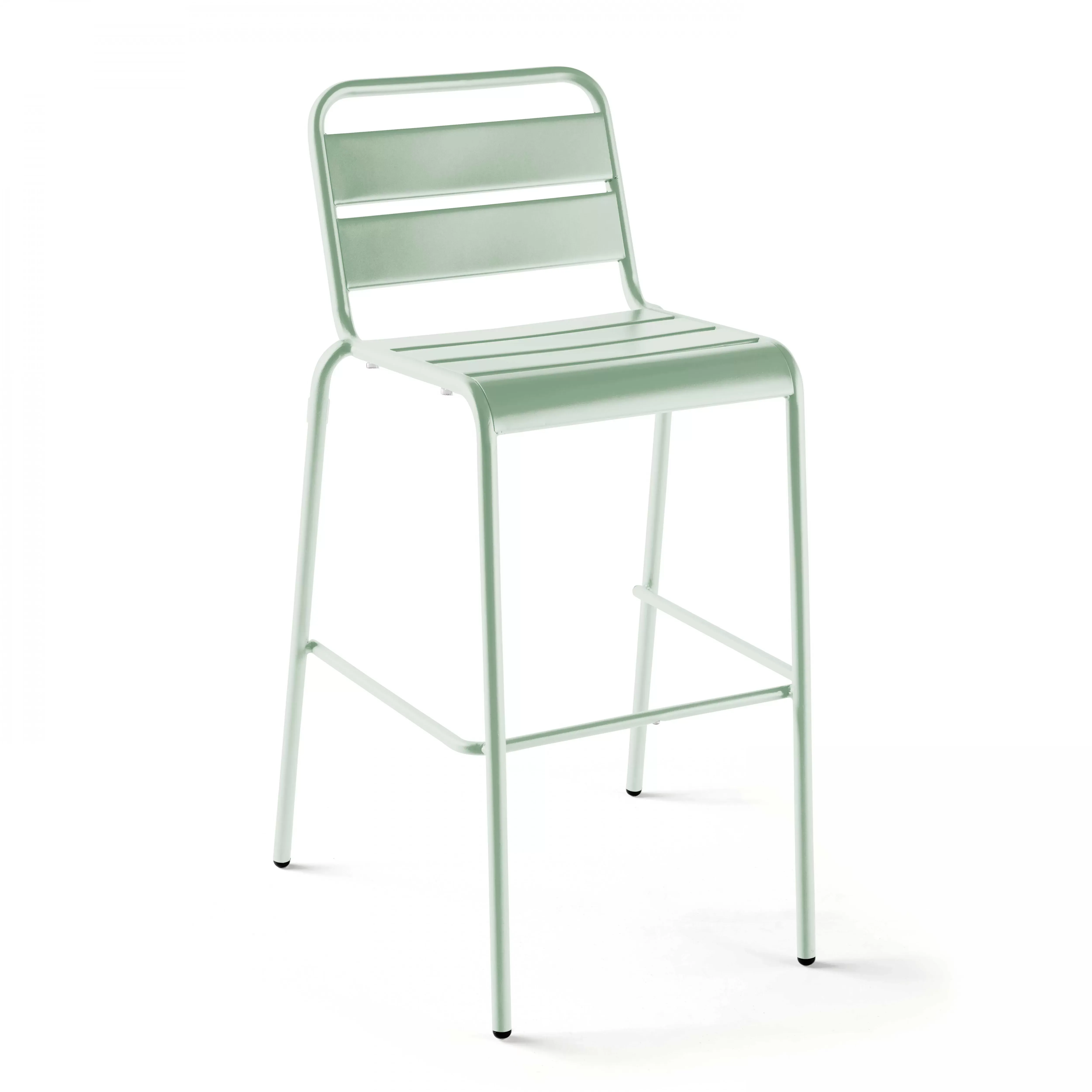 Illustration numéro 3 du produit Ensemble table de bar et 2 chaises hautes en métal vert sauge