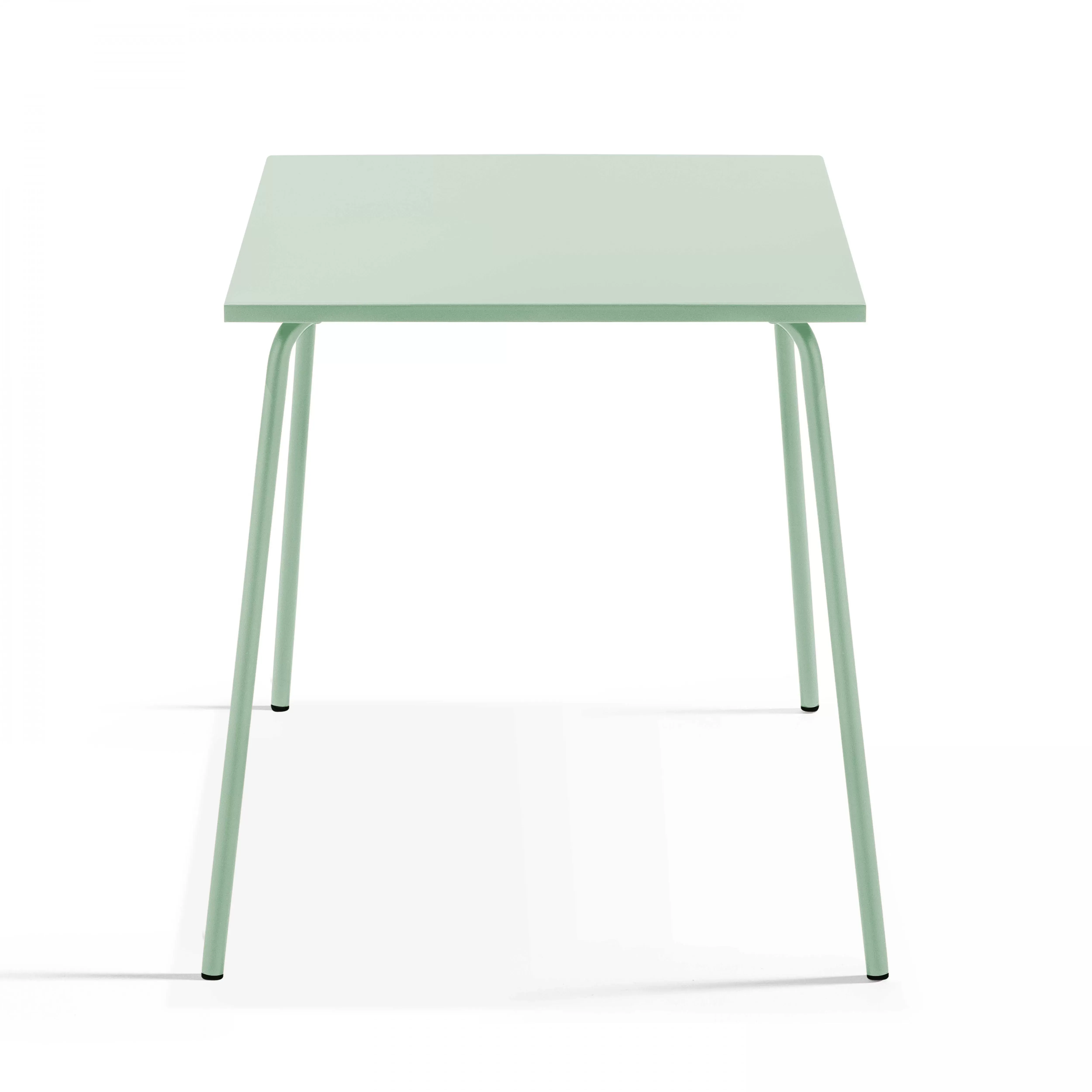 Illustration numéro 3 du produit Ensemble table de jardin carrée et 2 chaises acier vert sauge