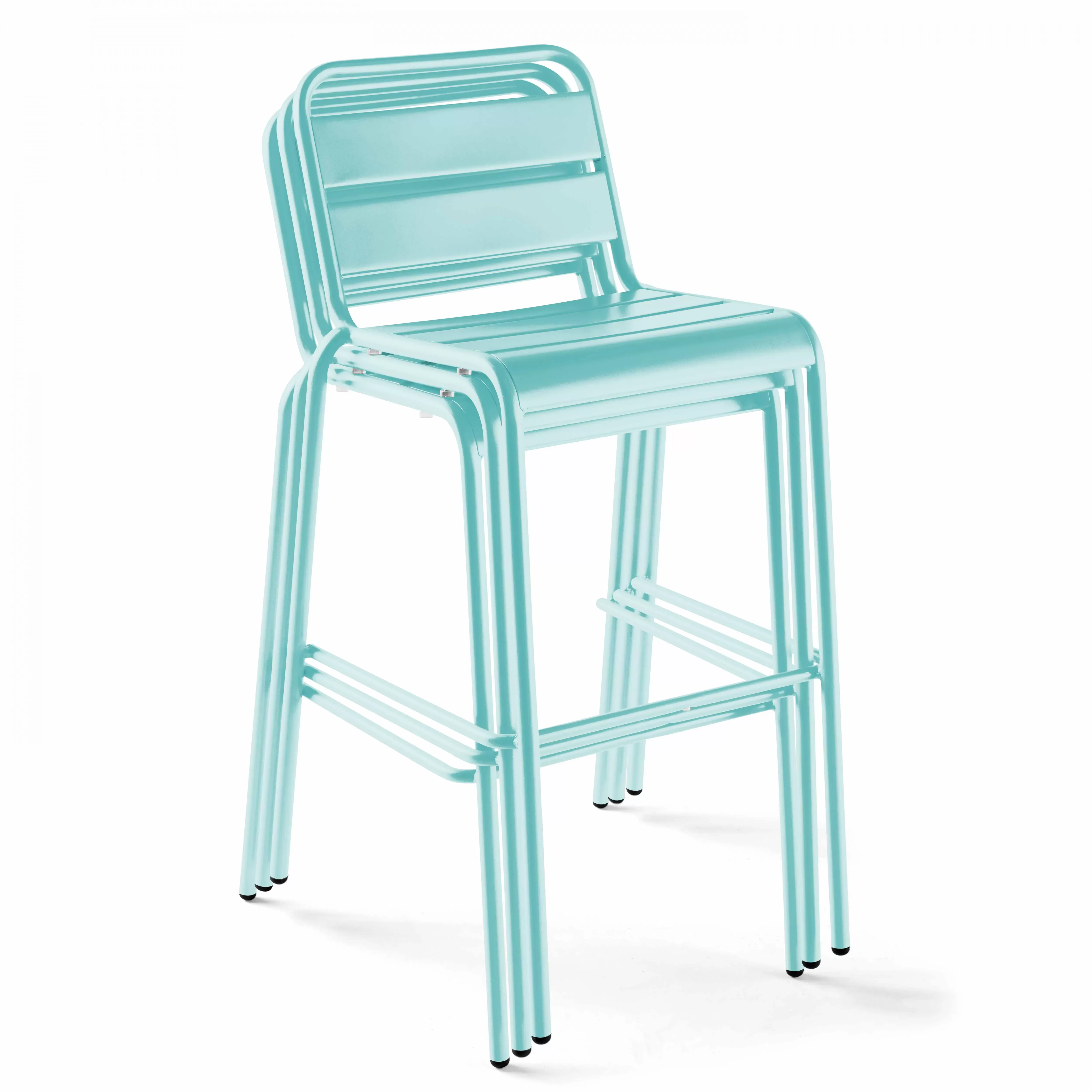 Illustration numéro 3 du produit Chaise haute en métal turquoise