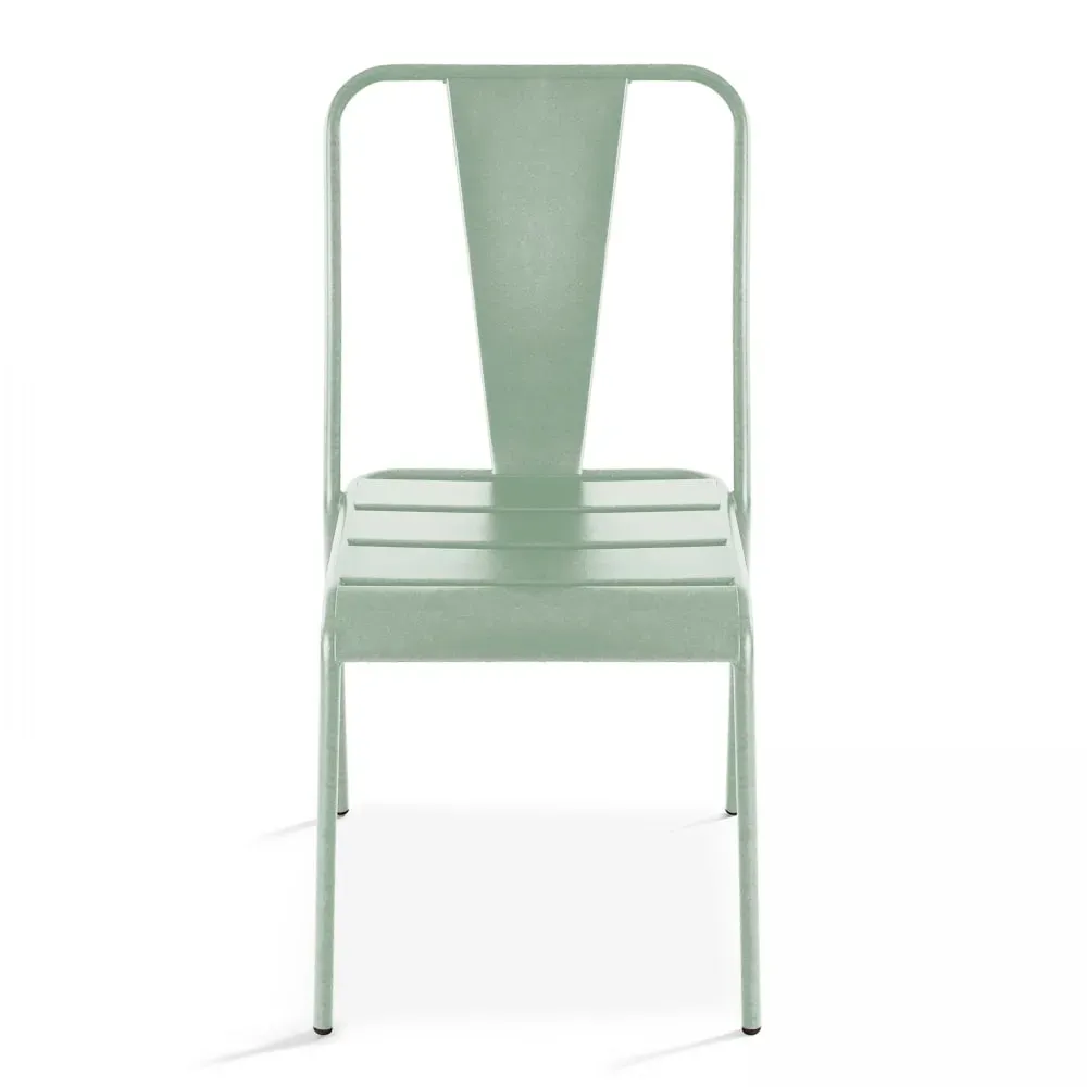 Illustration numéro 3 du produit Chaise de jardin en métal vert sauge