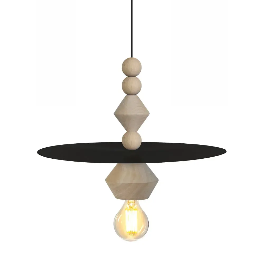 Illustration numéro 3 du produit Suspension  bois,Noir ,H60xD 10xP10cm