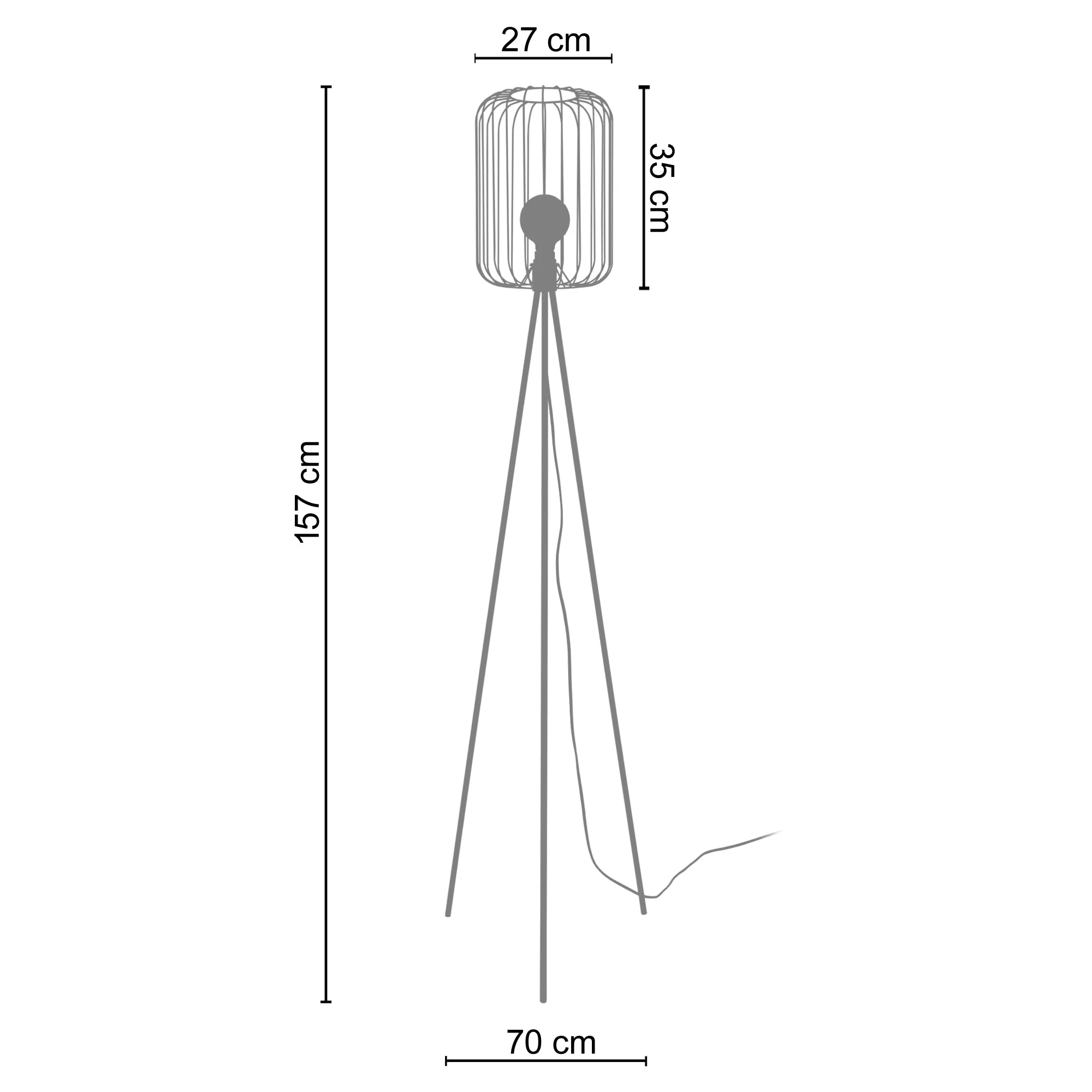 Illustration numéro 3 du produit Lampadaire  métal,Cuivre ,H 157x D50xP50cm