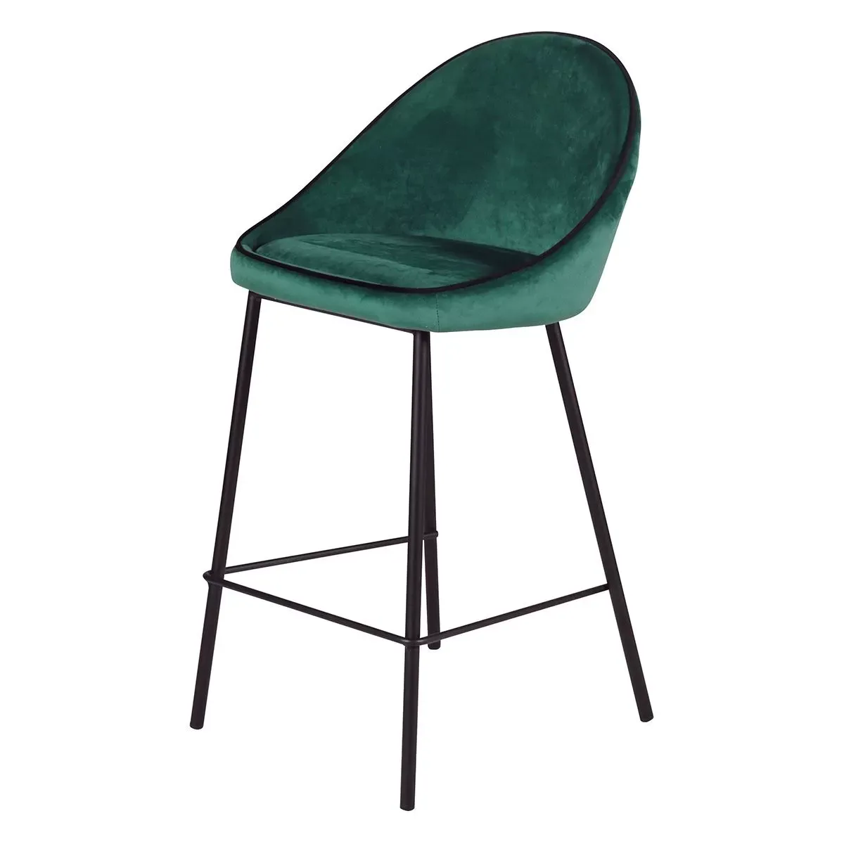Illustration numéro 3 du produit Chaise de bar velours vert canard surpiqué design Maya