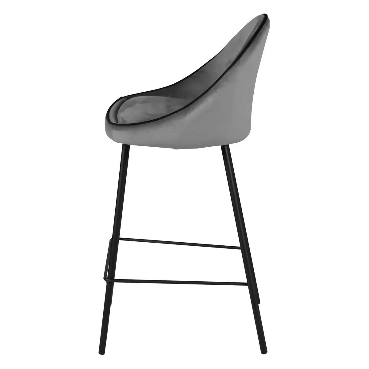 Illustration numéro 3 du produit Chaise de bar velours gris anthracite surpiqué design Maya
