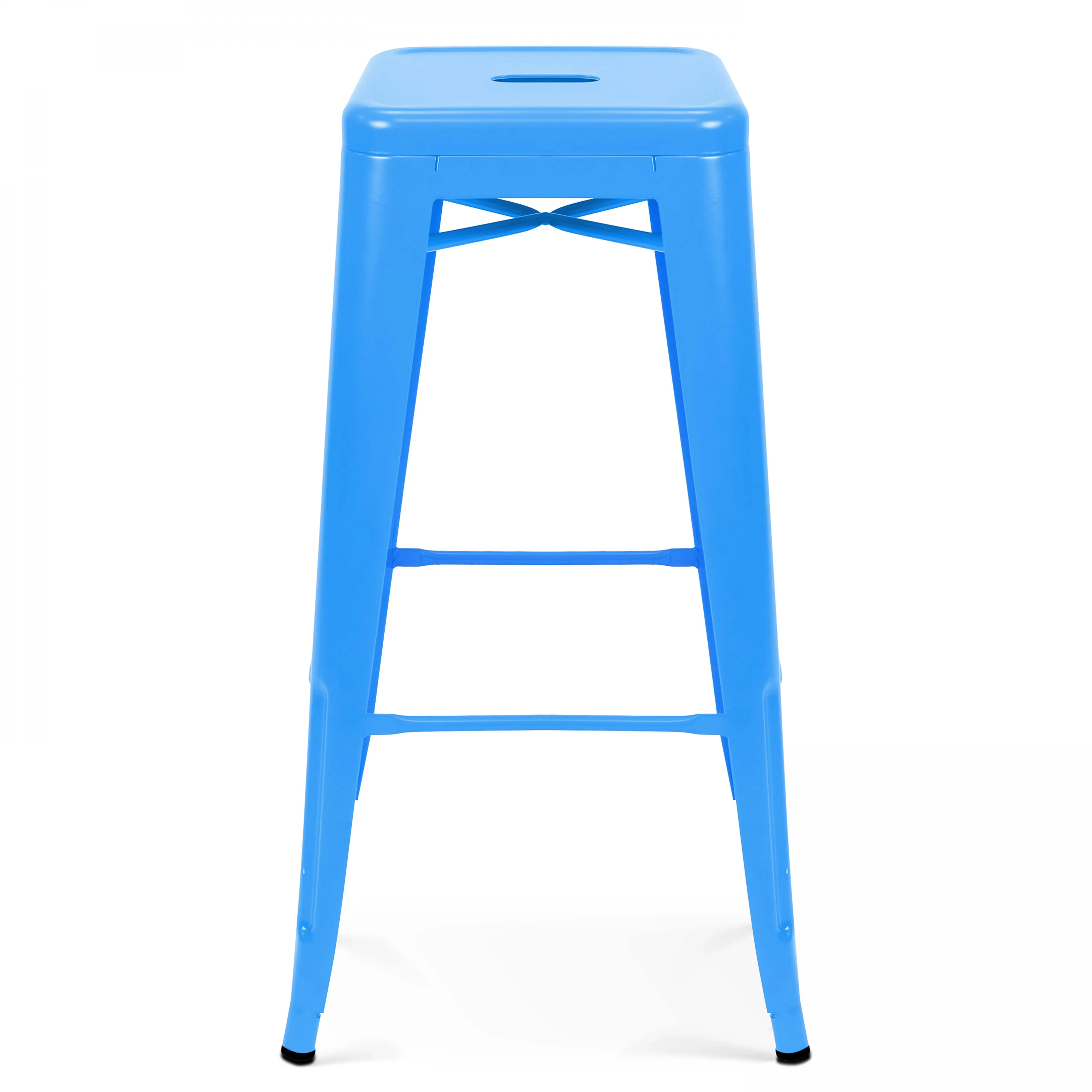 Illustration numéro 3 du produit Lot de 4 tabourets de bar en acier bleu mat