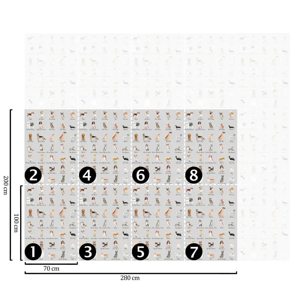 Illustration numéro 3 du produit Papier Peint Chiens,papier écologique fin,200x280cm,8 feuilles