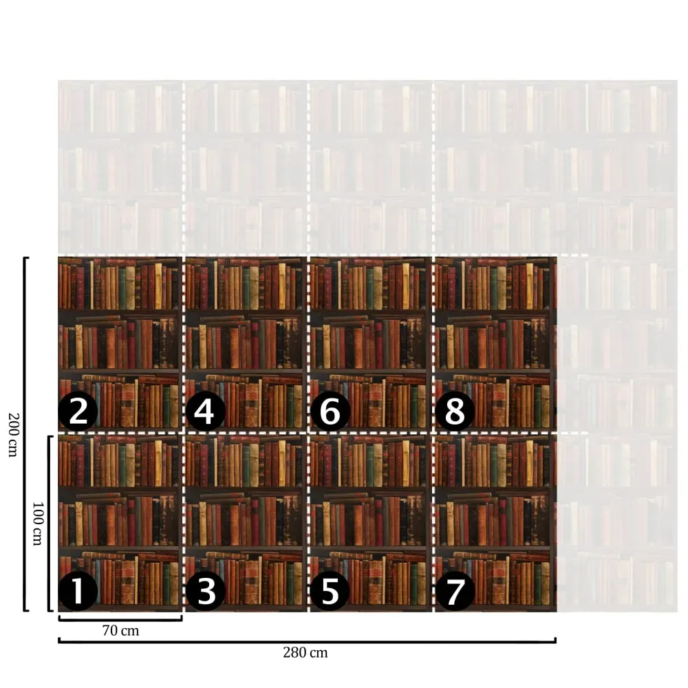 Illustration numéro 3 du produit Papier Peint Bibliothèque,papier fin,200x280cm,8 feuilles