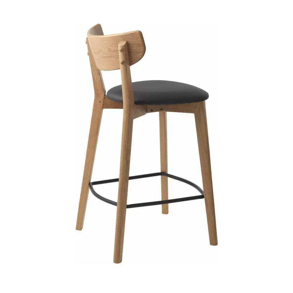 Illustration numéro 3 du produit Lot de 2 chaises de bar en bois et simili h67cm - bois clair