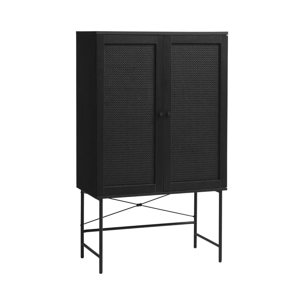 Illustration numéro 3 du produit Buffet haut 2 portes bois et métal H135cm - Noir