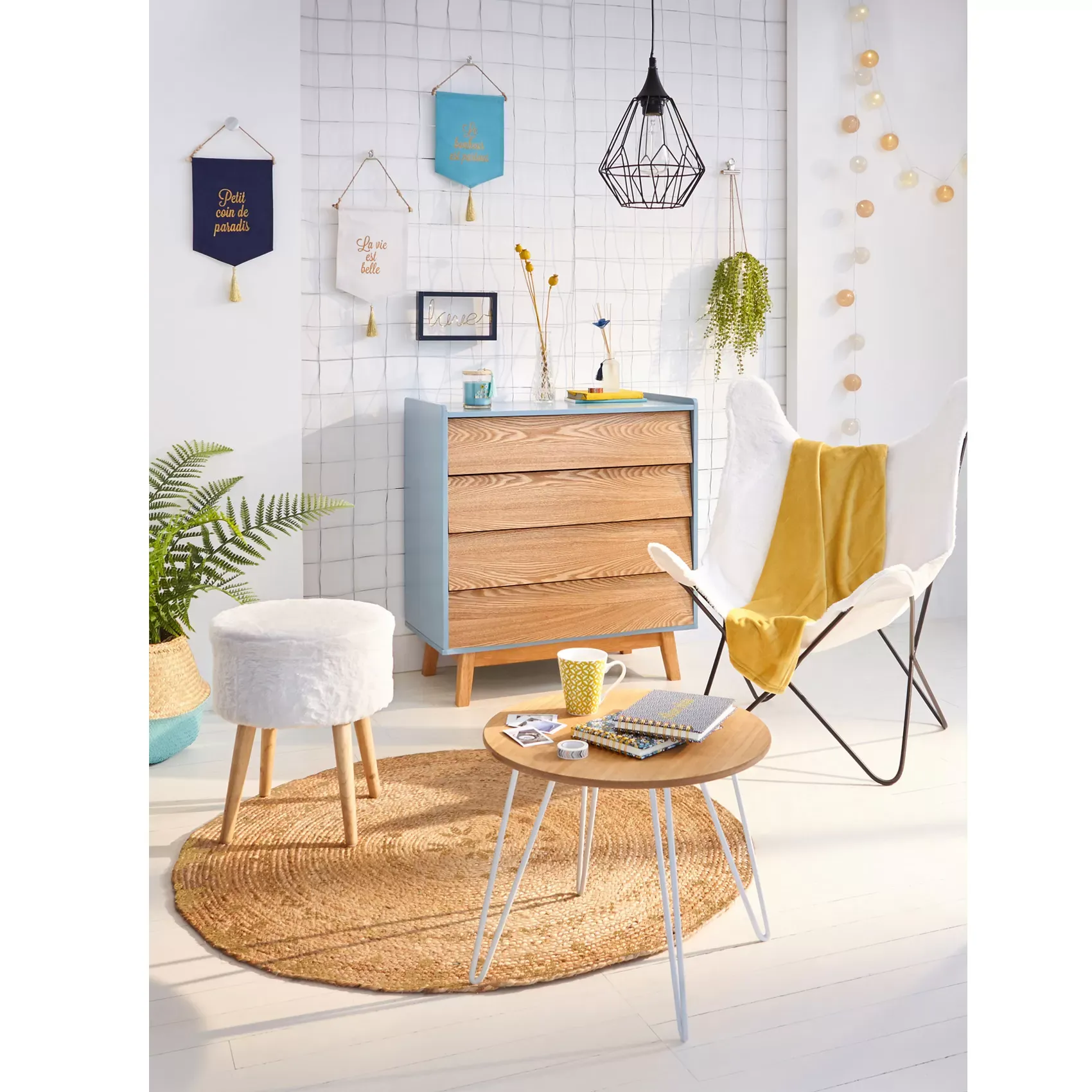 Illustration numéro 3 du produit Suspension en métal filaire flave noir Diam.19xH 27 cm
