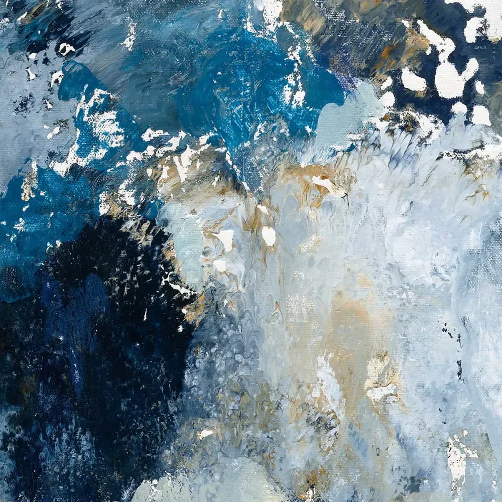 Illustration numéro 3 du produit Décoration murale indigo bleu imprimé sur toile 50x50 cm