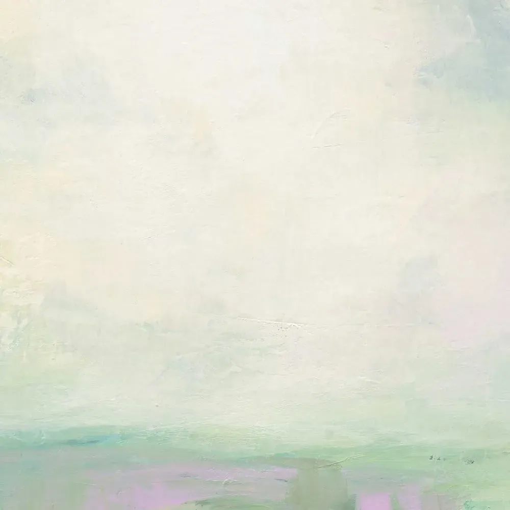 Illustration numéro 3 du produit Tableau abstrait horizon coloré imprimé sur toile 50x50 cm