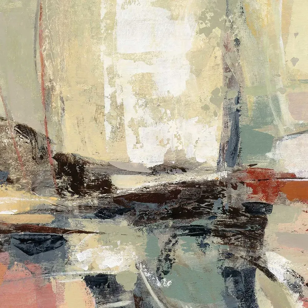 Illustration numéro 3 du produit Tableau abstrait ambiance des îles imprimé sur toile 50x50 cm