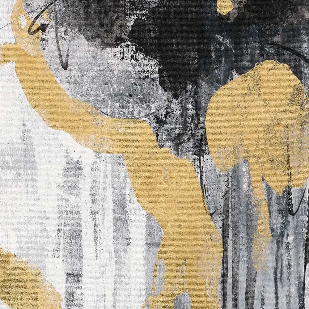 Illustration numéro 3 du produit Tableau abstrait pluie dorée imprimé sur toile 50x50 cm