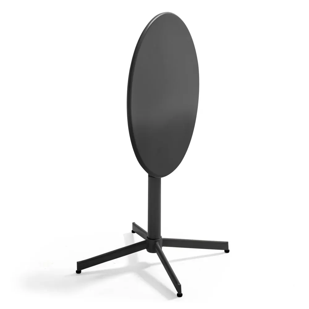 Illustration numéro 3 du produit Ensemble table ronde et 2 chaises de jardin bistrot en métal gris