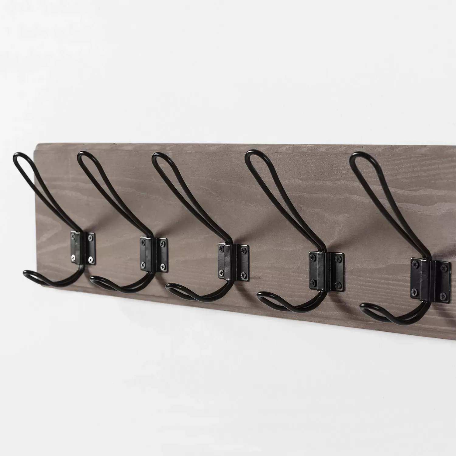 Illustration numéro 3 du produit Porte-manteau mural en bois gris, 5 crochets