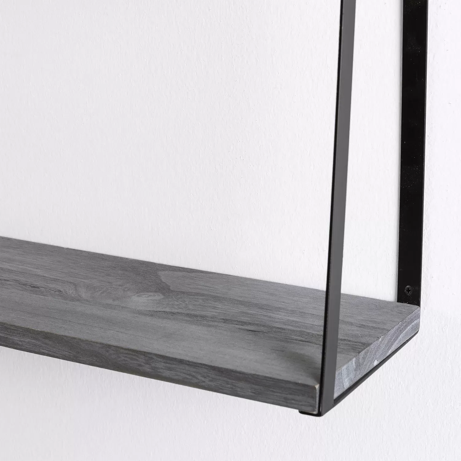 Illustration numéro 3 du produit Set de 2 étagères murales 2 niveaux gris, bois de paulownia