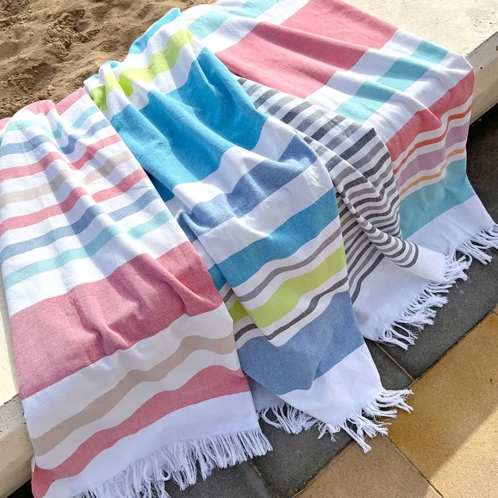 Illustration numéro 3 du produit Fouta pestamal de plage  90x170 cm bleu