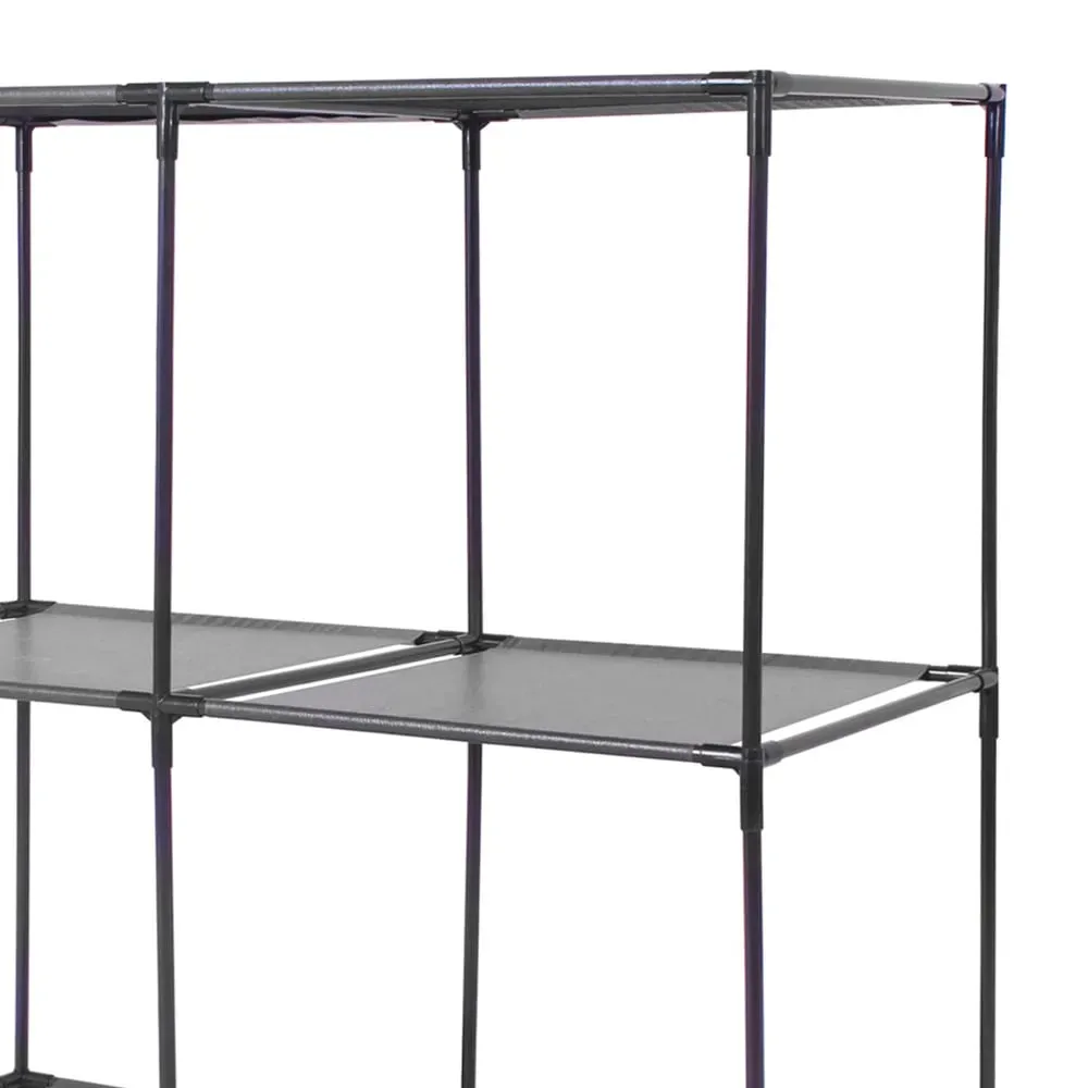 Illustration numéro 3 du produit Étagère en métal et toile plastique noir 4 casiers