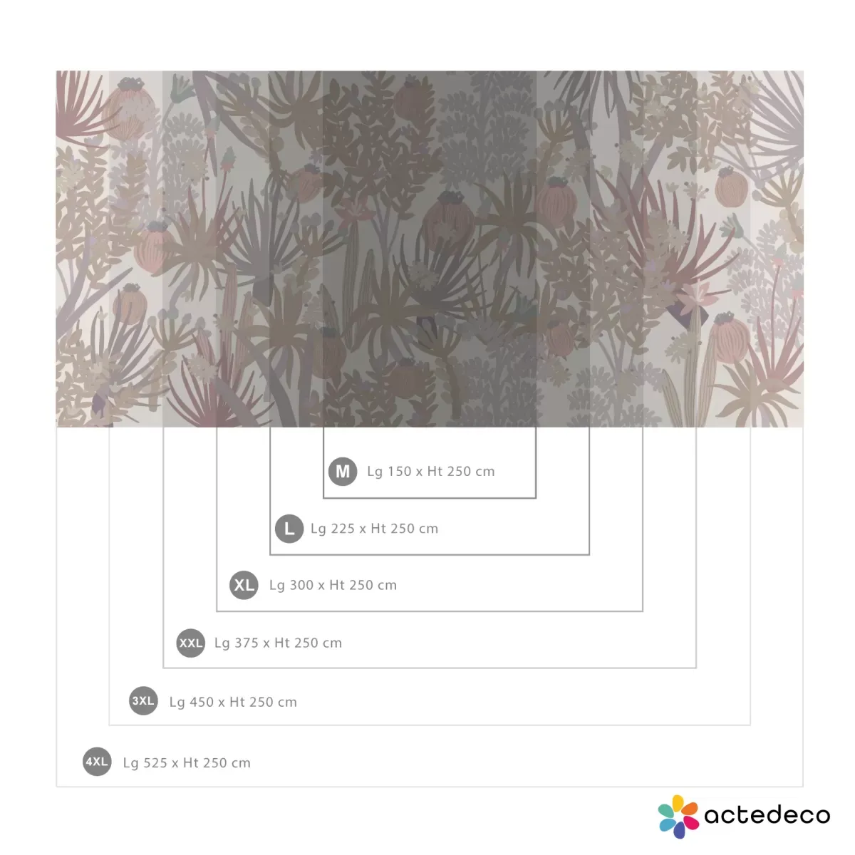 Illustration numéro 3 du produit Papier peint panoramique jungle cactus bleu ciel 225x250cm