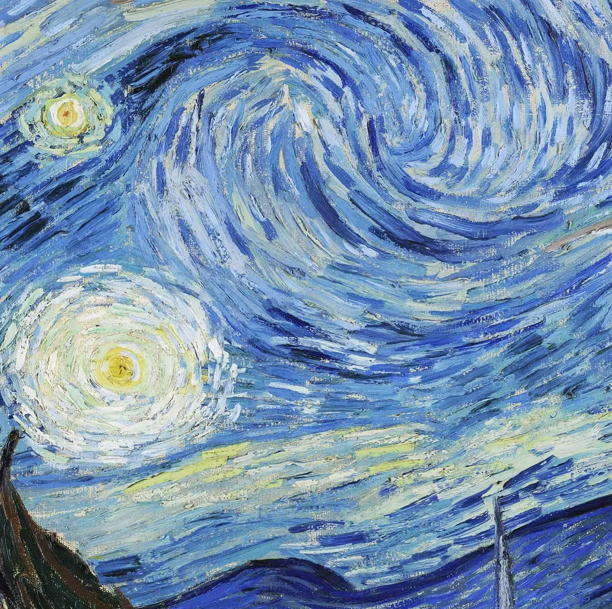 Illustration numéro 3 du produit Tableau  la Nuit Etoilée de Vincent Van Gogh toile imprimée 120x80 cm