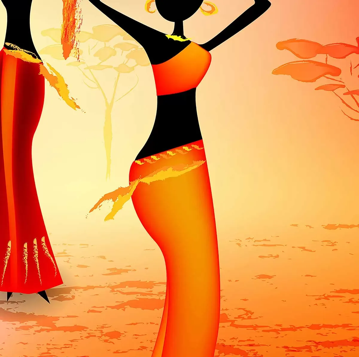 Illustration numéro 3 du produit Tableau soirée africaine toile imprimée 120x80 cm