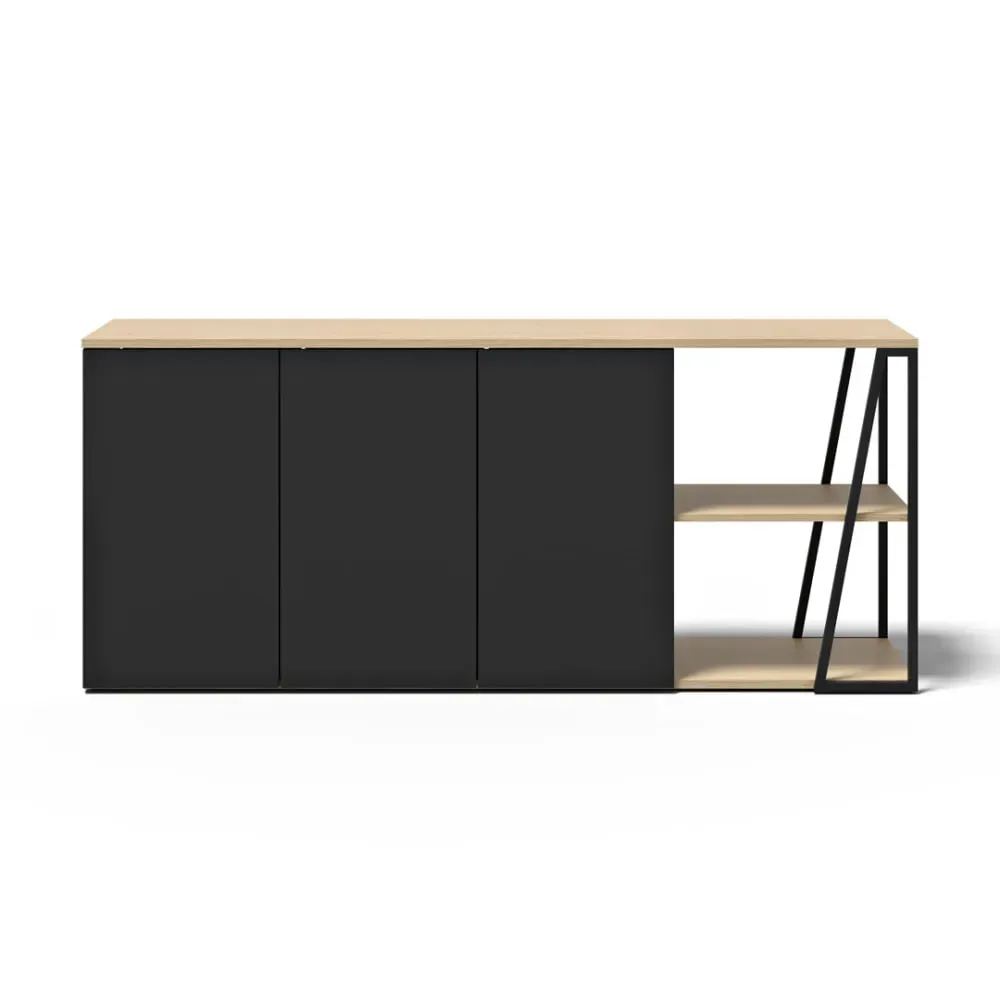 Illustration numéro 3 du produit Buffet chêne clair et noir H81